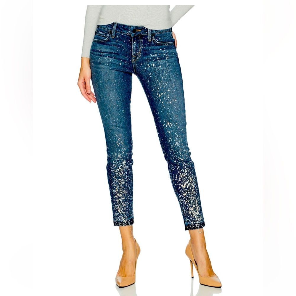 Level 99 Anthropologie Galaxy Jeans Iridescent Splatter Sz 27 Holographic NWOT